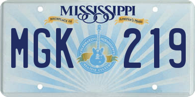 MS license plate MGK219
