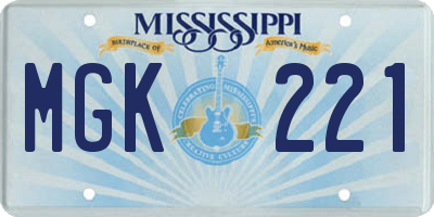 MS license plate MGK221
