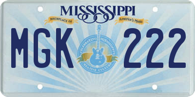 MS license plate MGK222