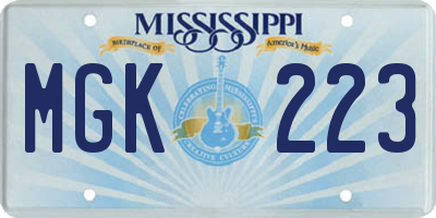 MS license plate MGK223
