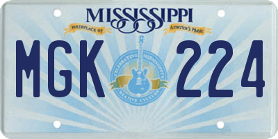 MS license plate MGK224