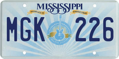 MS license plate MGK226