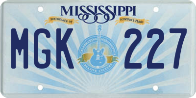MS license plate MGK227
