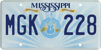 MS license plate MGK228