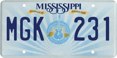 MS license plate MGK231