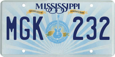 MS license plate MGK232