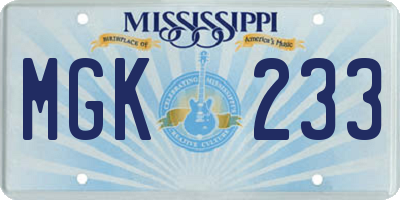 MS license plate MGK233