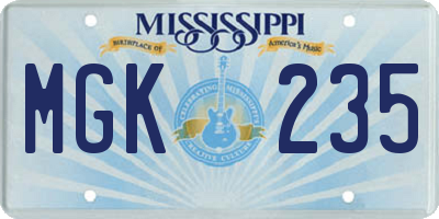 MS license plate MGK235