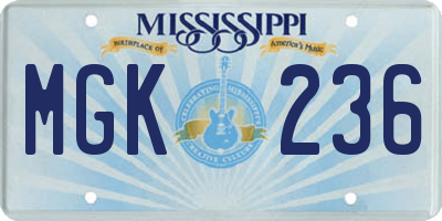 MS license plate MGK236