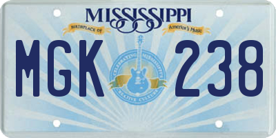 MS license plate MGK238