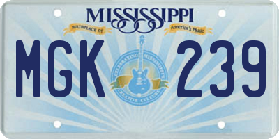 MS license plate MGK239