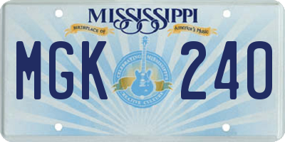 MS license plate MGK240
