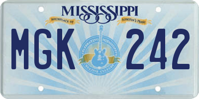 MS license plate MGK242