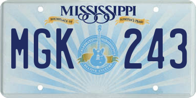 MS license plate MGK243