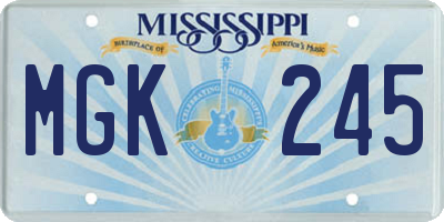 MS license plate MGK245