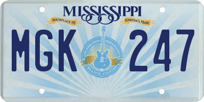 MS license plate MGK247