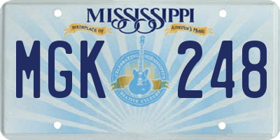 MS license plate MGK248