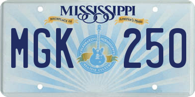 MS license plate MGK250