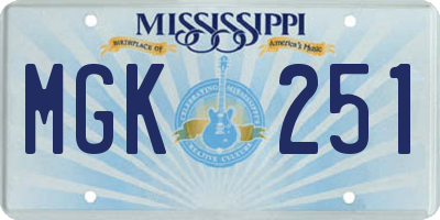 MS license plate MGK251