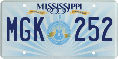 MS license plate MGK252