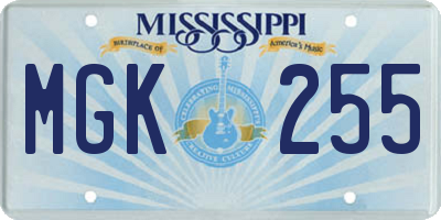 MS license plate MGK255
