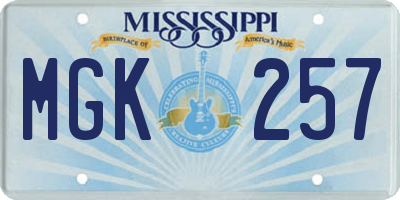 MS license plate MGK257