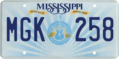 MS license plate MGK258