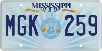 MS license plate MGK259
