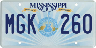 MS license plate MGK260