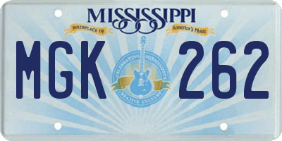 MS license plate MGK262