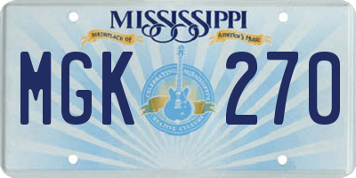 MS license plate MGK270