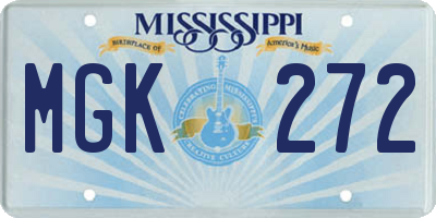 MS license plate MGK272