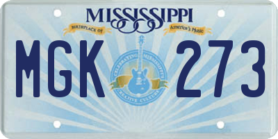 MS license plate MGK273