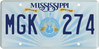 MS license plate MGK274