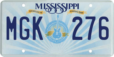 MS license plate MGK276
