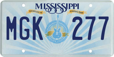 MS license plate MGK277