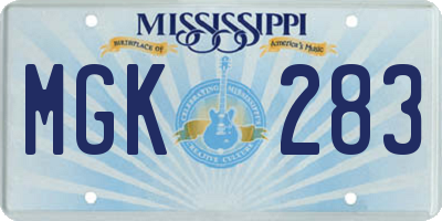 MS license plate MGK283
