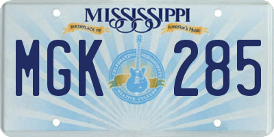 MS license plate MGK285