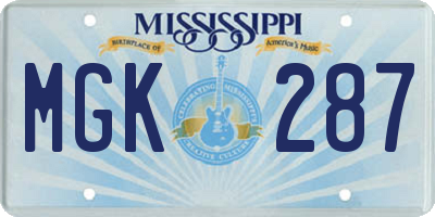 MS license plate MGK287