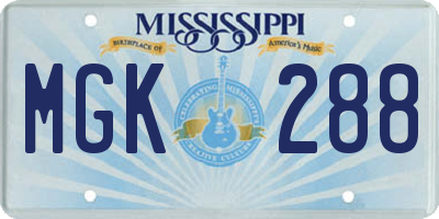 MS license plate MGK288