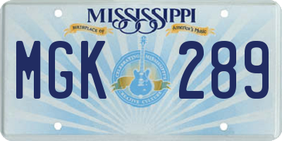 MS license plate MGK289