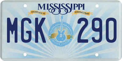 MS license plate MGK290