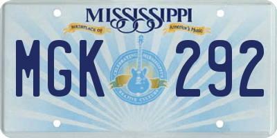MS license plate MGK292