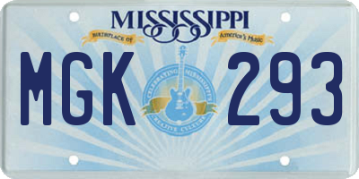MS license plate MGK293