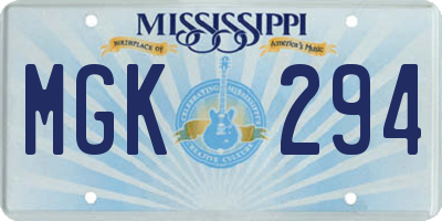 MS license plate MGK294