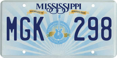 MS license plate MGK298