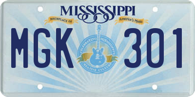 MS license plate MGK301