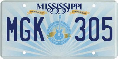 MS license plate MGK305