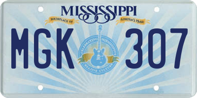 MS license plate MGK307