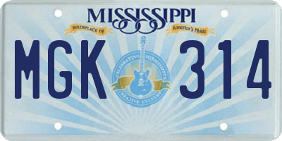 MS license plate MGK314